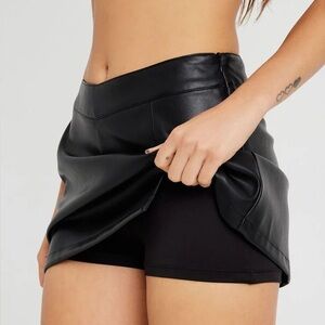 Garage NWT That's Hot Faux Leather Skort in Jet Black